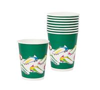 Talking Tables Football Cups - Pack of 8 Recyclable and Disposable Kids Party Tableware for Birthday, FIFA, England, Euro, Soccer Pitch, Green