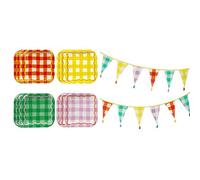 Talking Tables Gingham Colourful Plates Easter & Gingham Fabric Bunting Bundle