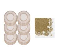 Talking Tables Gold Paper Plates 24pk Large & Gold Paper Napkins 20pk Bundle