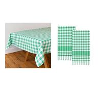 Talking Tables Green Gingham Tablecloth & Green Gingham Tea Towels 2pk Table Linen Bundle