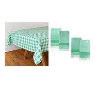 Talking Tables Green Gingham Tablecloth & Green Gingham Tea Towels 4pk Square Bundle