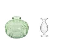 Talking Tables Green Glass Bud Vase for flowers, s & Talking Tables Clear Glass Bud Vase - Decorative G Table Decor Bundle