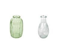 Talking Tables Green Glass Bud Vase for flowers, s & Talking Tables Clear Glass Bud Vase for flowers, s Table Decor Bundle
