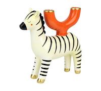 Talking Tables Hand Painted Zebra Ceramic Candle Holder Decorative Animal Table Accessory for Dinner Party Table Centrepiece Shelves and Mantels Black & White Giftable Home Décor Candelabra 19cm