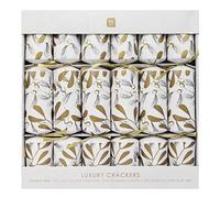 Talking Tables Handmade Eco-Friendly Christmas Crackers with Silver and Gold Mistletoe Design | Contains Paper Hat, Joke & Game | Plastic-Free, Recyclable Tableware for Xmas, Boxing Day, Pack of 6 12"