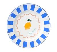 Talking Tables Bon Appetit Handmade Enamel Plate with Lemon Design - Durable, Lightweight, Perfect for Outdoor Dining, Picnic, Camping, and Beach - Stylish Summer Tableware Dishwasher Safe 25cm