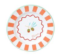 Talking Tables Bon Appetit Handmade Enamel Dinner Plate with Olive Design - Durable, Lightweight, Perfect for Outdoor Dining, Picnic, Camping, Beach - Stylish Summer Tableware Dishwasher Safe 25cm