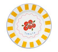 Talking Tables Bon Appetit Handmade Enamel Dinner Plate with Tomato Design - Durable, Lightweight, Perfect for Outdoor Dining, Picnic, Camping, Beach - Stylish Summer Tableware Dishwasher Safe 25cm