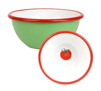 Talking Tables Handmade Green Enamel Bowl 14cm Tomato Motif Inside, Shatterproof & Dishwasher Safe, Reusable Tableware for Indoor & Outdoor Dining, Snacks, Desserts, BBQs & Picnics