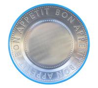 Talking Tables Handmade Stainless Steel Plate with Blue Enamel Rim Durable Side Dish Lightweight for Everyday Indoor or Outdoor Dining Picnic Camping BBQ, Summer Tableware, Dishwasher Safe 25cm