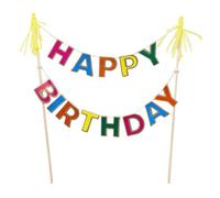 Talking Tables Happy Birthday Topper Decoration for Women or Men | Rainbow Themed Party Supplies for Cakes Recyclable Product & Packaging