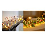 Talking Tables Holly Bead String Lights & Holly LED Leaf String Lights Bundle