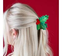 Talking Tables Holly Hair Claw Clip Christmas Party Festive Accessory | Green holly hair claw with red berries for festive wear, office Christmas parties, seasonal get-togethers