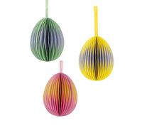 Talking Tables Honeycomb Easter Egg Decorations - Pack of 3 Paper Baubles for Tree in Green, Yellow & Purple, Small Size