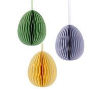 Talking Tables Honeycomb Easter Eggs Decorations-Pack of 3 Paper Baubles for Tree in Green, Yellow & Purple, Medium Size