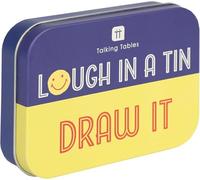 Talking Tables Kids Travel Games Laugh in a Tin Draw Party Game, Portable Tin with Quirky Drawing Challenge Cards for Fun & Family Stocking Filler Gift Christmas Ages 7+