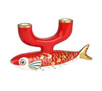 Talking Tables Ceramic Candlestick Holder Taper Candle Stand Indoor Red and Gold Koi Fish Table Decorations Mother`s Day Gifts Centrepiece Spring Home Décor Dinner Party Birthday Wedding