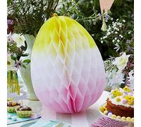 Talking Tables Large Honeycomb Reusable Table Decoration | Easter Egg Shaped Yellow and Pink Ombre Hanging Party Décor, 40cm