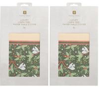 Talking Tables Large Linen Feel Luxury Christmas Paper Tablecloth for Xmas with Folklore Design, Wedding Disposable Table Cover, Catering, Restaurant, Anniversary 230cm x 137cm - (Pack of 2)