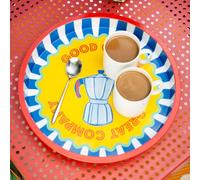 Talking Tables Large Round Serving Coffee Tray for Drinks 30cm - Tin