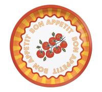 Talking Tables Large Round Serving Tray for Drinks, Snacks, Condiments Decorative and Colourful Tomato Design, Ideal for Summer Dining, BBQ, Outdoor Dining Garden Parties | Made of Tin | 31cm