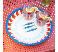 Talking Tables Large Round Serving Tray Sardine Fish Design 30cm Tin