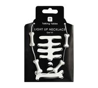 Talking Tables LED Light Up Flashing Halloween Necklace for Trick or Treating Dressup Parties Bone Shaped Spooky Skeleton Halloween Accessories for Kids & Adults Batteries Included