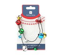 Talking Tables Light Up Led Necklace Bulbs with Jingling Bells, Novelty Xmas Dress Up for Christmas 3 x Light Modes, Costume Accessories, Office Parties, Stocking Filler