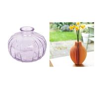 Talking Tables Lilac Glass Bud Vase for flowers, s & Talking Tables Honeycomb Paper Vase with Glass Via Table Decor Bundle