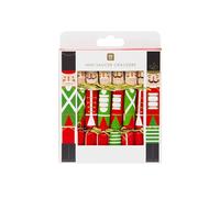 Talking Tables Little Crackers joke and conversation starter - Set of 8 traditional red and green nutcrackers | Eco-friendly, recyclable Christmas tableware, English