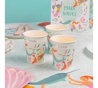 Talking Tables Mermaid Paper Cups Recyclable & Eco-Friendly Kids Birthday Party Tableware Decorations for Colourful Under The Sea Themed Celebrations or Baby Shower 8-Pack, WAVESCUP