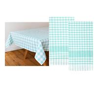 Talking Tables Mint Green Gingham Tablecloth & Mint Gingham Tea Towels 2pk Table Linen Bundle