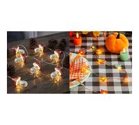 Talking Tables Mushroom LED Indoor String Lights & Autumn Leaf LED String Lights Bundle