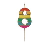 Talking Tables Number Eight 8 Rainbow Birthday Candle for Cakes, Cake Topper Decoration, Premium Quality, Numeral Candles, Anniversary Party, Milestone Age, 5.5 cm Height, Recycled Packaging