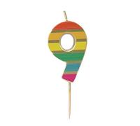 Talking Tables Number Nine 9 Rainbow Birthday Candle for Cakes, Cake Topper Decoration, Premium Quality, Numeral Candles, Anniversary Party, Milestone Age, 5.5 cm Height, Recycled Packaging