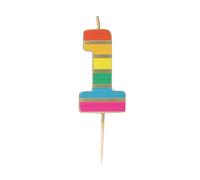 Talking Tables Number One 1 Rainbow Birthday Candle for Cakes, Cake Topper Decoration, Premium Quality, Numeral Candles, Anniversary Party, Milestone Age, 5.5 cm Height, Recycled Packaging