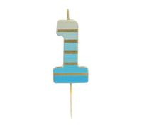 Talking Tables Number One Blue Birthday Candle 1st Birthday Candles for Cake Candle Topper Birthday Celebration, for Milestone, Recycled Packaging, 5.5cm Size