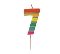 Talking Tables Number Seven 7 Rainbow Birthday Candle for Cakes, Cake Topper Decoration, Premium Quality, Numeral Candles, Anniversary, Milestone Age, 5.5 cm Height, Recycled Packaging
