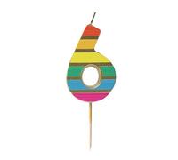 Talking Tables Number Six 6 Rainbow Birthday Candle for Cakes, Cake Topper Decoration, Premium Quality, Numeral Candles, Anniversary Party, Milestone Age, 5.5 cm Height, Recycled Packaging