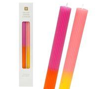 Talking Tables Ombre Tapered Dinner Candles Unscented Neon Pink and Yellow 2 Pack, Sunset