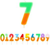 Talking Tables Orange and Green Number 7 Candle for Cakes | Colourful Birthday Cake Topper Decorations for Kids Party, Boys 7th, 17th, Girls, Anniversary, Milestone