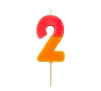 Talking Tables Orange and Pink Number 2 Candle for Cakes | Birthday Cake Topper Decorations for Kids Party, Boys, Girls 2nd, 21st Party, Anniversary, Milestone