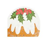 Talking Tables Pack of 16 Pudding Shaped Christmas Napkins | Paper Serviettes for Xmas, Boxing Day, Party, Decoupage (BC-Holly-PUDNAPKIN)