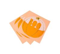 Talking Tables Pack of 16 Pumpkin Halloween Napkins | Orange Paper Serviettes with 'Boo' Design | Disposable Tableware for Party, Autumn, Pumpkin-Napkin,33 x 33 centimeters