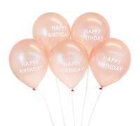 Talking Tables Pack of 5 Rose Gold Happy Birthday Balloons with Ribbon | Party Decorations for Girls, Kids or Adults, Any Age