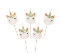 Talking Tables Pack of 5 Unicorn Birthday Candles Cake Topper Candle Birthday Party Decorations for Kids Boys Girls Unicorn themed Party
