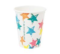 Talking Tables 8 x Disposable Birthday Paper Party Cups with Bright Colourful Stars Home Recyclable, Eco-Friendly, Unisex | Tableware for Kids Garden Picnic - 250ml, STARCUPS, 8 Count (Pack of 1)