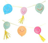 Talking Tables Paper Garland, Reusable Happy Balloon Bunting, 3 Metres Long (9.8 FT), Colourful Smiley Face Decorations for Boys, Girls, Birthday, Baby Shower, Garden, Eco-Friendly