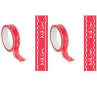 Talking Tables Paper Gift Tape With Love Red, Plastic Free, 20m, for Wrapping Presents, Valentine's Day, Birthdays, Weddings, Anniversary, Crafting Cards (Pack of 2)