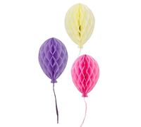 Talking Tables Paper Honeycomb Birthday Balloons-Pack of 3 Pretty Hanging Party Decorations in Pink, Purple and White, Reusable, Girls, Women, Pastel